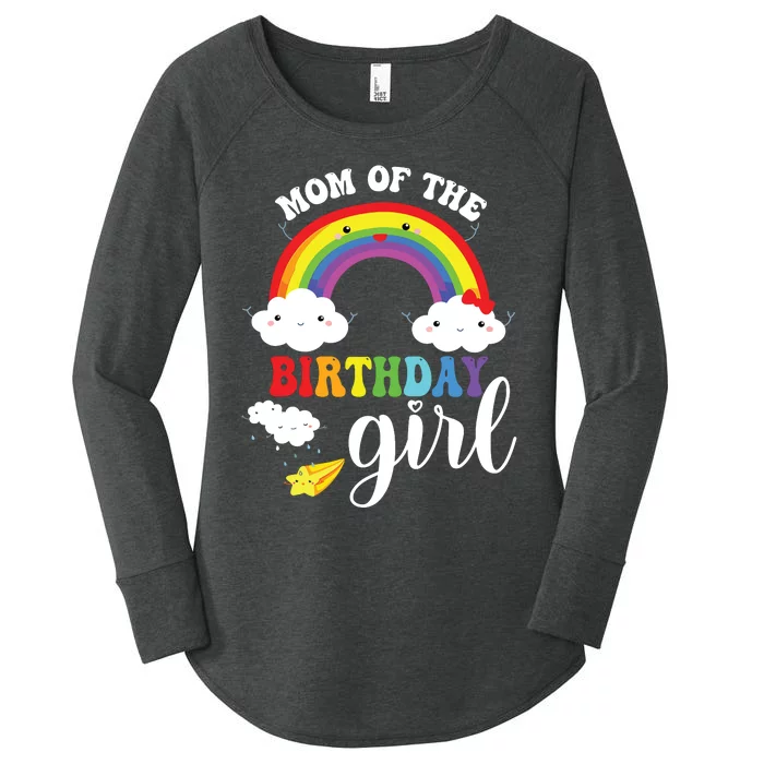 Mom Of The Birthday Girl Rainbow Bday Matching Family Women's Perfect Tri Tunic Long Sleeve Shirt