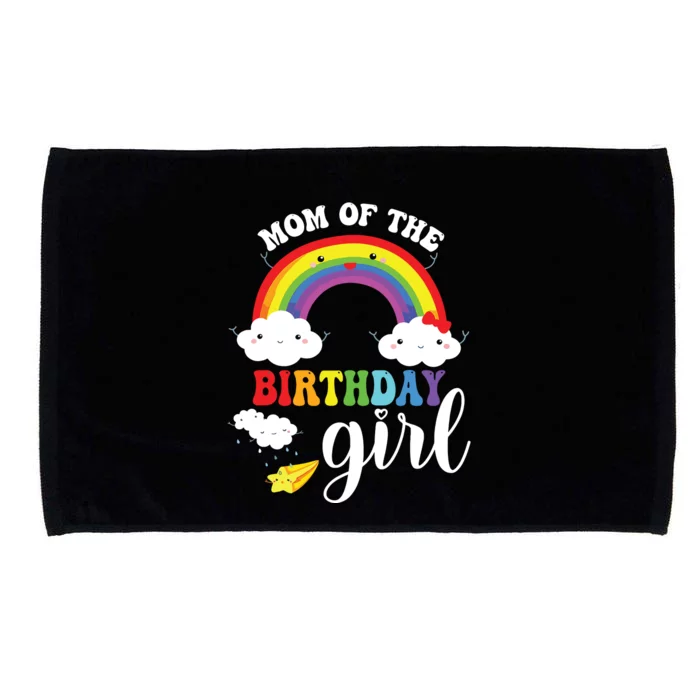 Mom Of The Birthday Girl Rainbow Bday Matching Family Microfiber Hand Towel