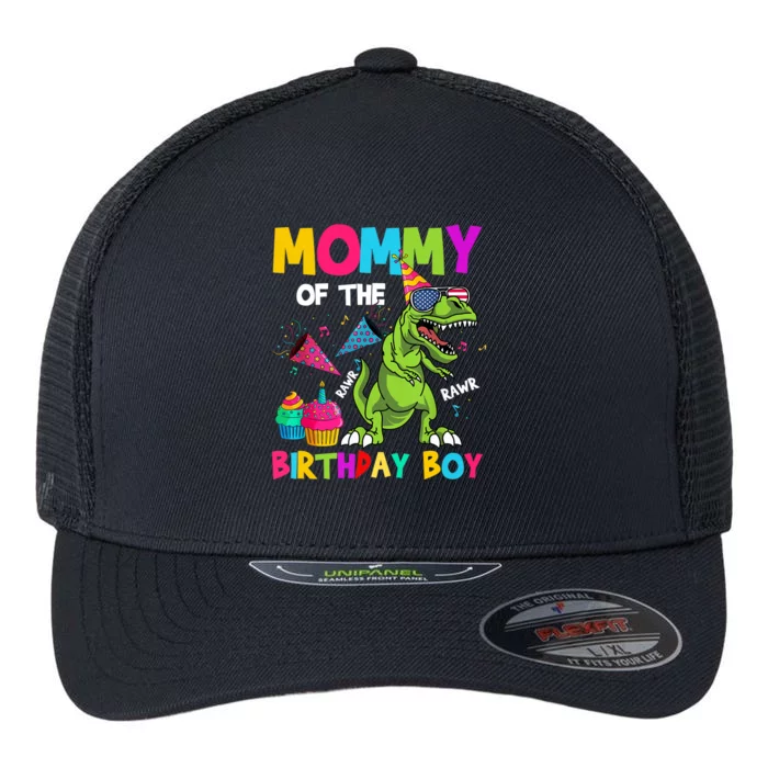 Mommy Of The Birthday Boy T-Rex Dinosaur Birthday Flexfit Unipanel Trucker Cap