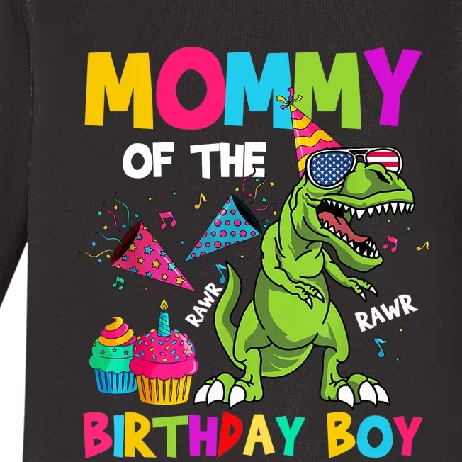 Mommy Of The Birthday Boy T-Rex Dinosaur Birthday Baby Long Sleeve Bodysuit