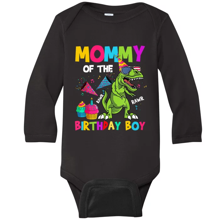 Mommy Of The Birthday Boy T-Rex Dinosaur Birthday Baby Long Sleeve Bodysuit