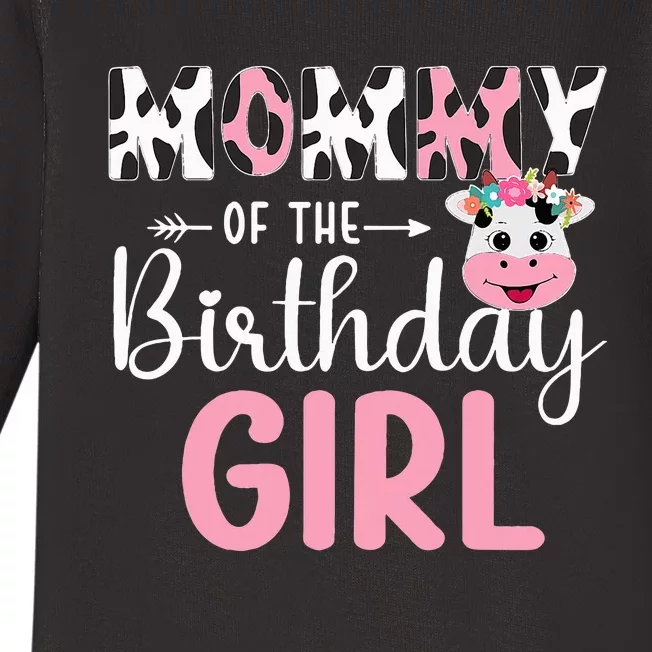 Mommy Of The Birthday Girl Farm Cow 1 St Birthday Girl Baby Long Sleeve Bodysuit