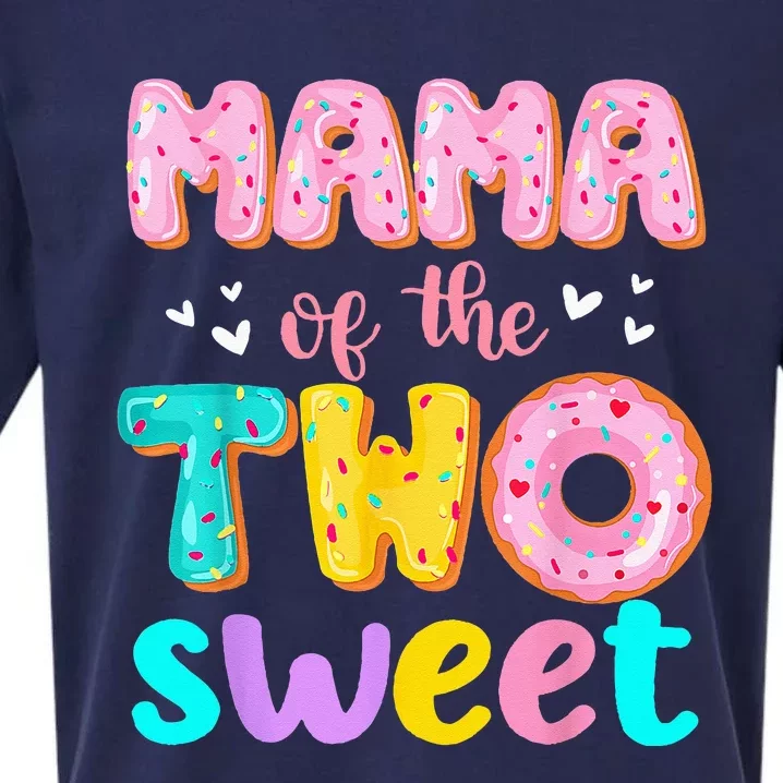 Mama Of The Two Sweet Donut Birthday Family Theme Sueded Cloud Jersey T-Shirt