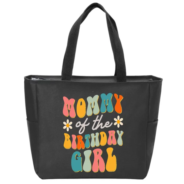 Mommy Of The Birthday Girl Groovy Themed Mother Mama Mom Zip Tote Bag