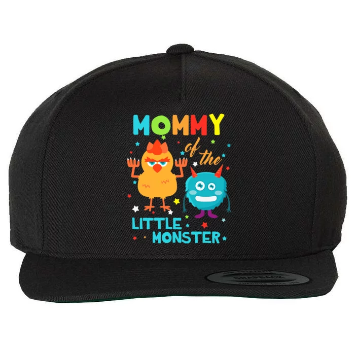 Mommy Of The Little Monster Birthday Family Monster Wool Snapback Cap