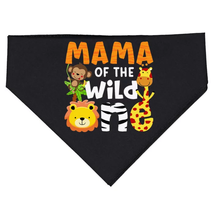 Mama of the Wild One Zoo Theme Bday Safari Jungle Animals USA-Made Doggie Bandana