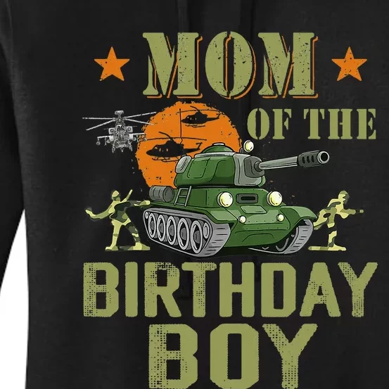 Mom Of The Birthday Boy Army Party Birthday Family Women's Pullover Hoodie