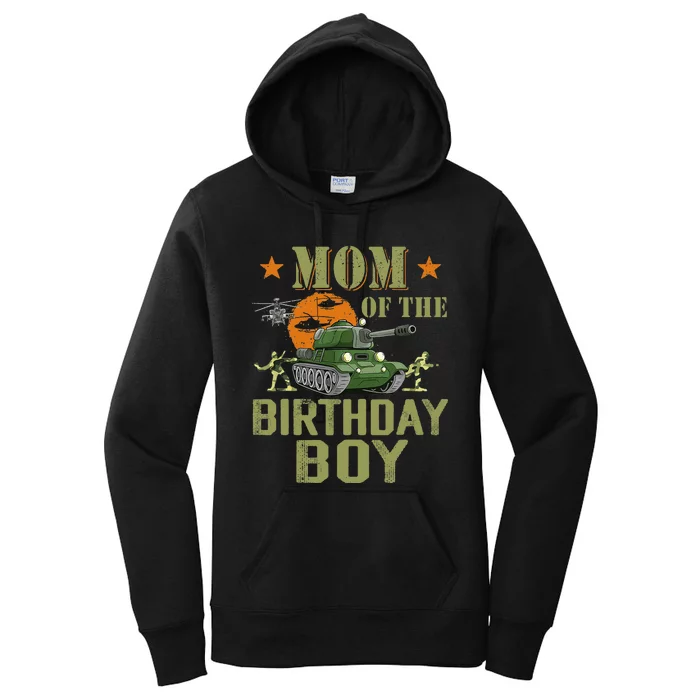 Mom Of The Birthday Boy Army Party Birthday Family Women's Pullover Hoodie