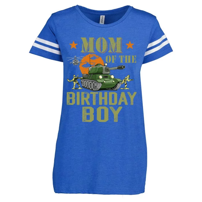 Mom Of The Birthday Boy Army Party Birthday Family Enza Ladies Jersey Football T-Shirt