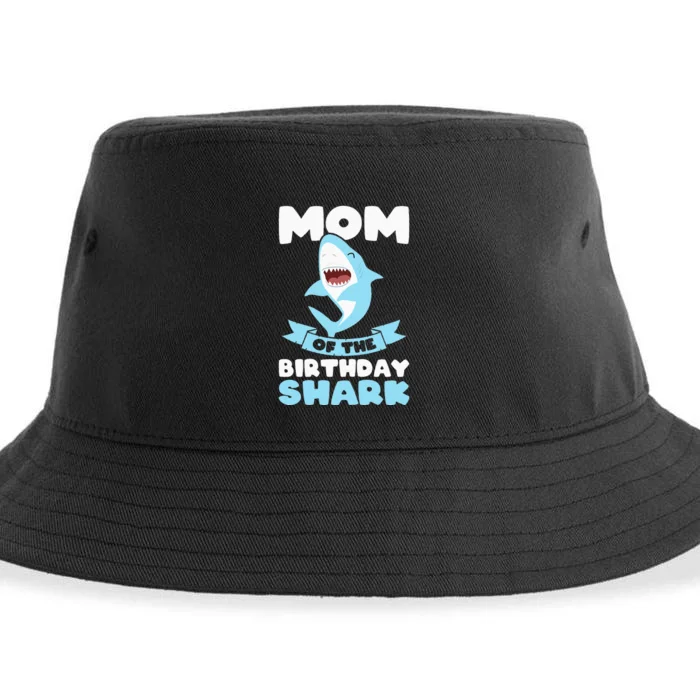 Mom of the Birthday Shark Birthday Sustainable Bucket Hat