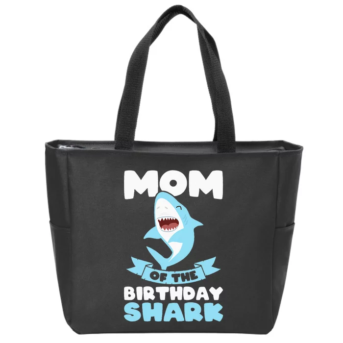 Mom of the Birthday Shark Birthday Zip Tote Bag