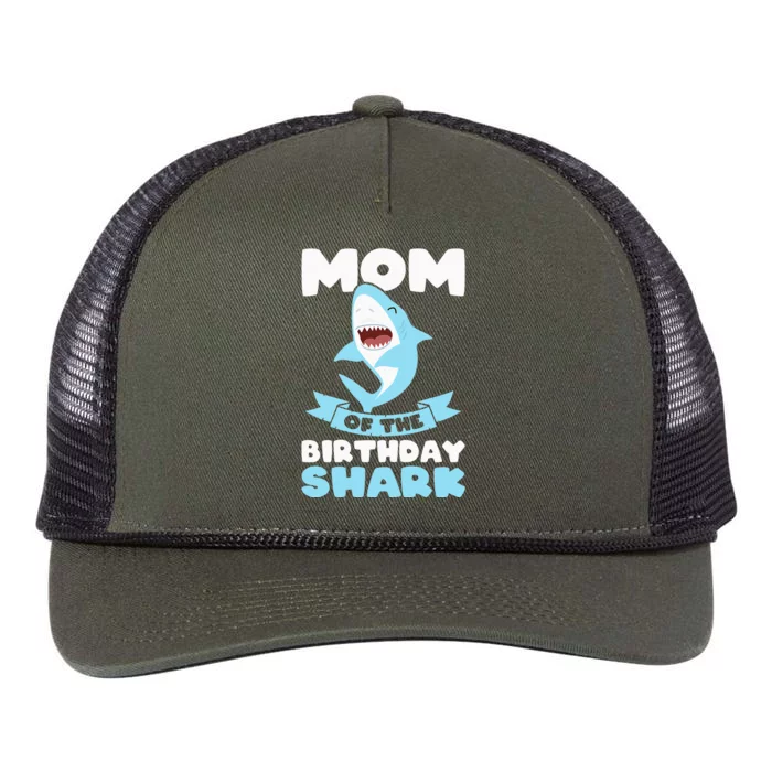 Mom of the Birthday Shark Birthday Retro Rope Trucker Hat Cap