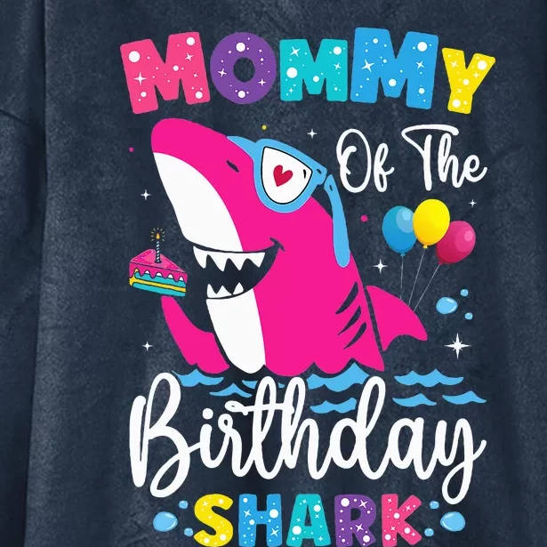 Mommy Of The Shark Birthday Mom Matching Family Hooded Wearable Blanket