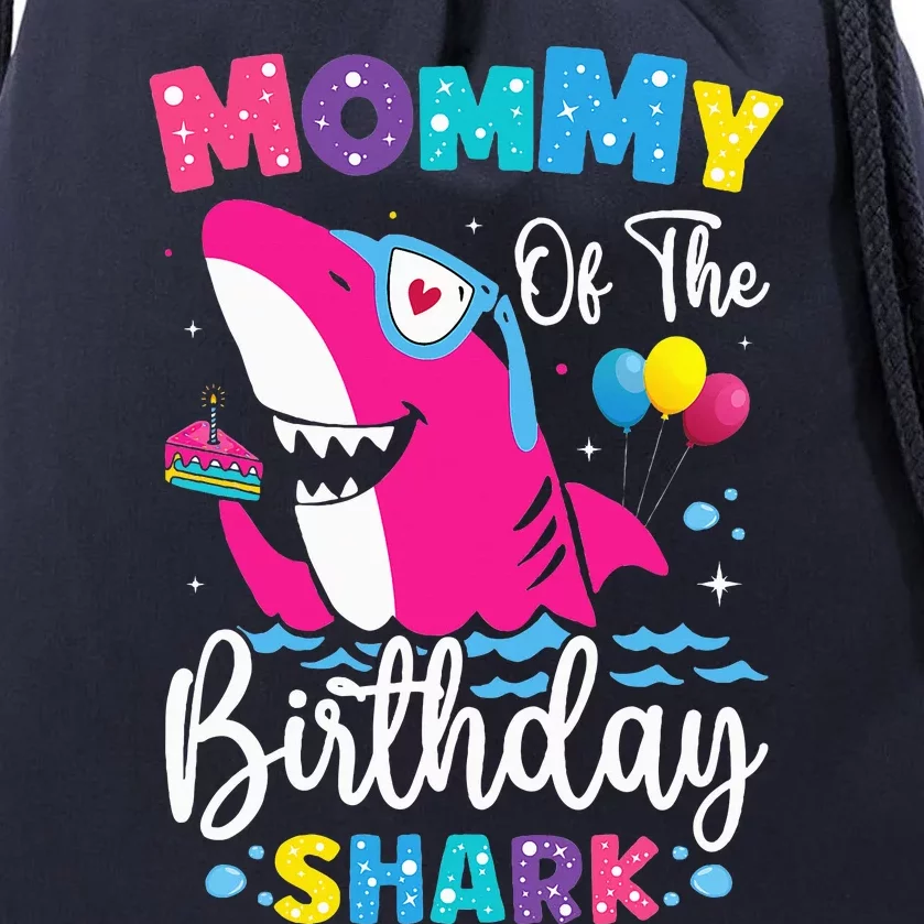 Mommy Of The Shark Birthday Mom Matching Family Drawstring Bag