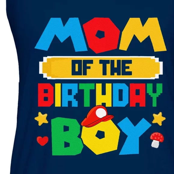 Mom Of The Birthday Boy Game Gaming Mom And Dad Family Ladies Essential Flowy Tank