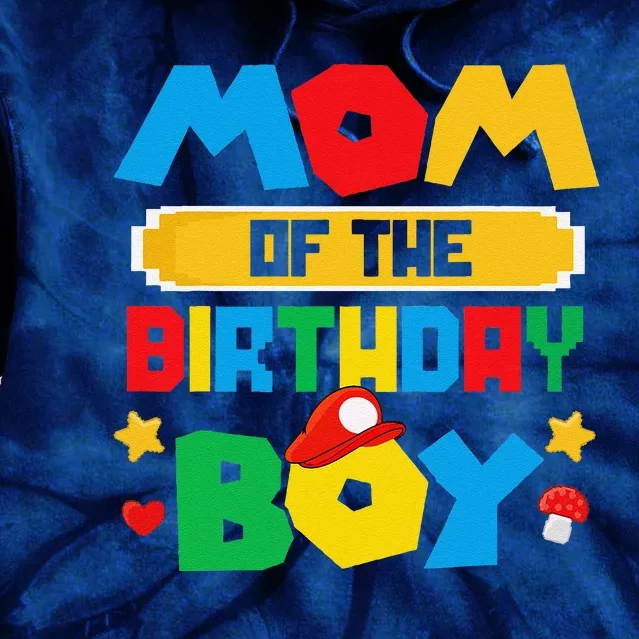 Mom Of The Birthday Boy Game Gaming Mom And Dad Family Tie Dye Hoodie