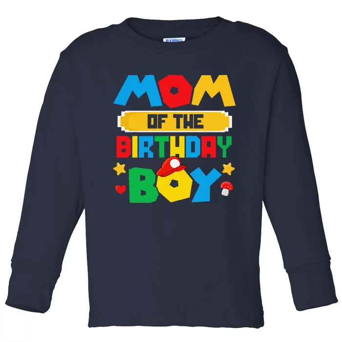 Mom Of The Birthday Boy Game Gaming Mom And Dad Family Toddler Long Sleeve Shirt