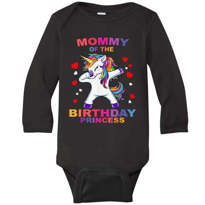 Mommy of the Birthday Princess Unicorn Outfit Baby Long Sleeve Bodysuit