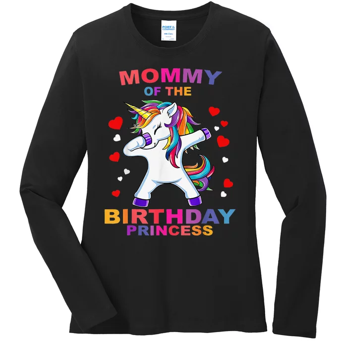 Mommy of the Birthday Princess Unicorn Outfit Ladies Long Sleeve Shirt