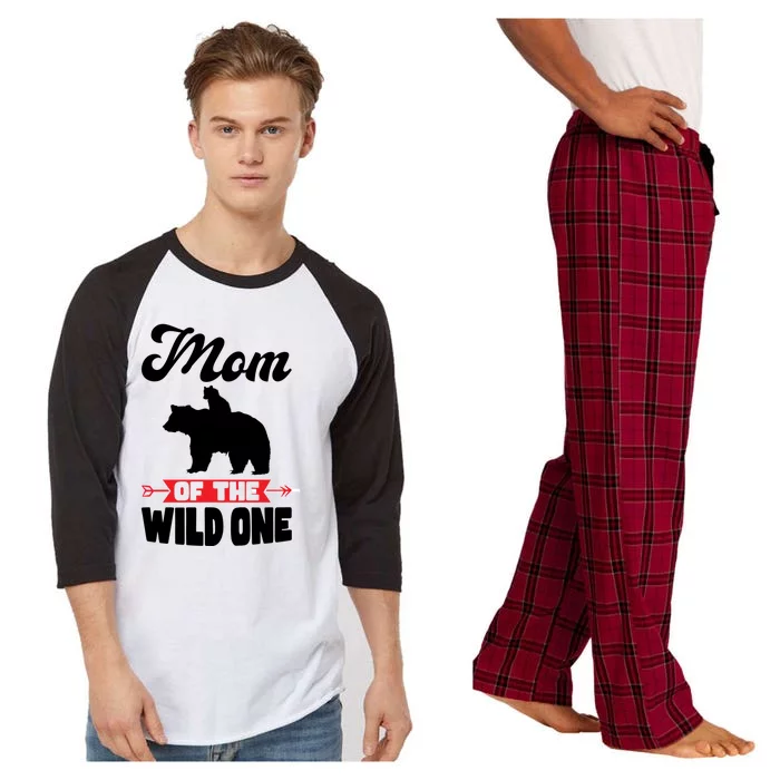 Mom Of The Wild One Papa Bear Gift Raglan Sleeve Pajama Set