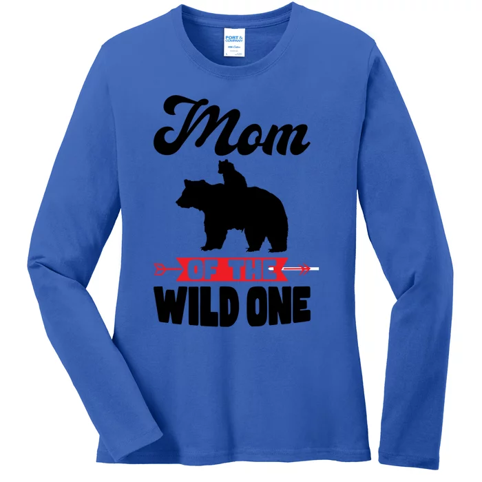 Mom Of The Wild One Papa Bear Gift Ladies Long Sleeve Shirt