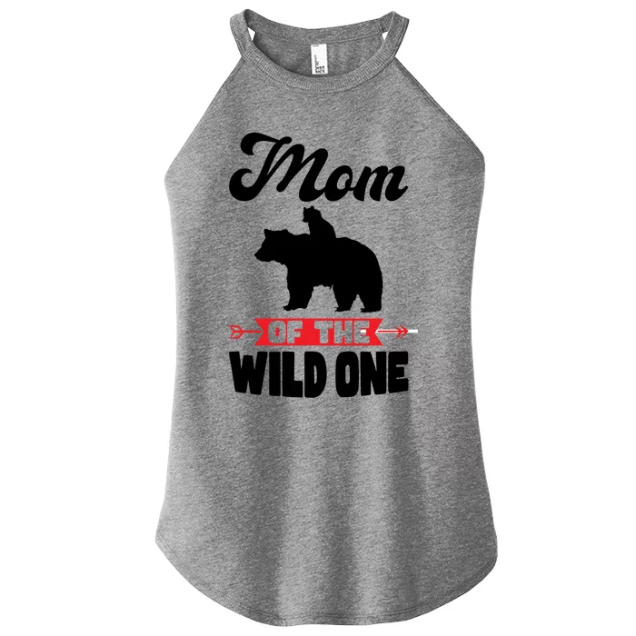 Mom Of The Wild One Papa Bear Gift Women’s Perfect Tri Rocker Tank