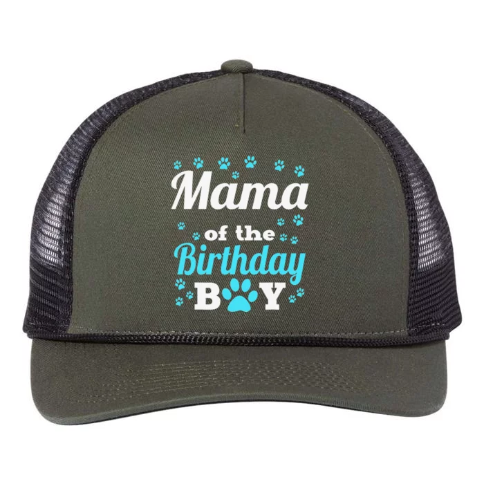 Mama Of The Birthday Dog Paw Bday Party Celebration Retro Rope Trucker Hat Cap