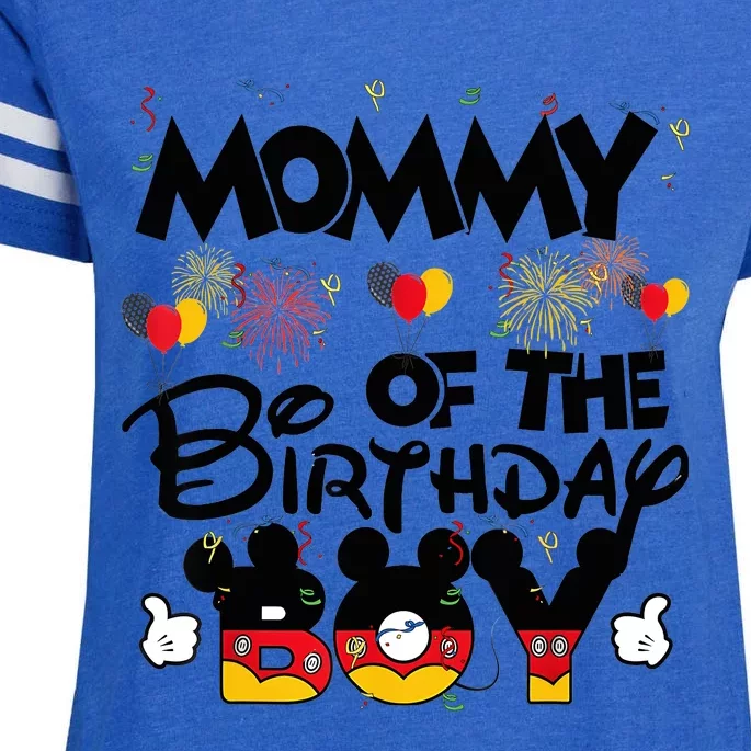 Mommy Of The Birthday Boy Mouse Family Matching Enza Ladies Jersey Football T-Shirt