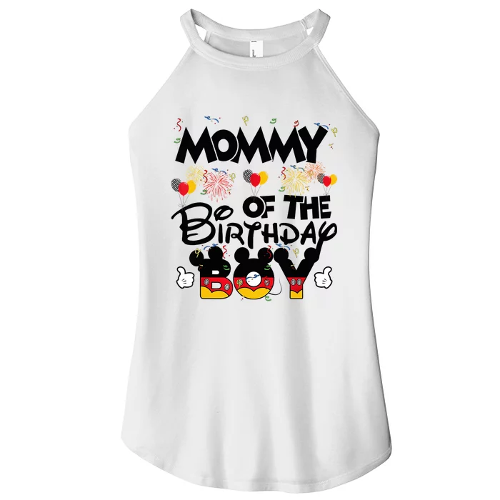 Mommy Of The Birthday Boy Mouse Family Matching Women’s Perfect Tri Rocker Tank