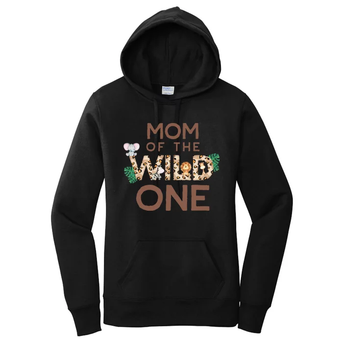 Mom Of The Wild One Animal Safari 1st Birthday Theme Family Women's Pullover Hoodie