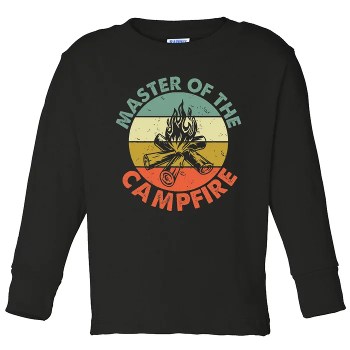 Master Of The Campfire Dad Camping Camping Dad Gift Toddler Long Sleeve Shirt