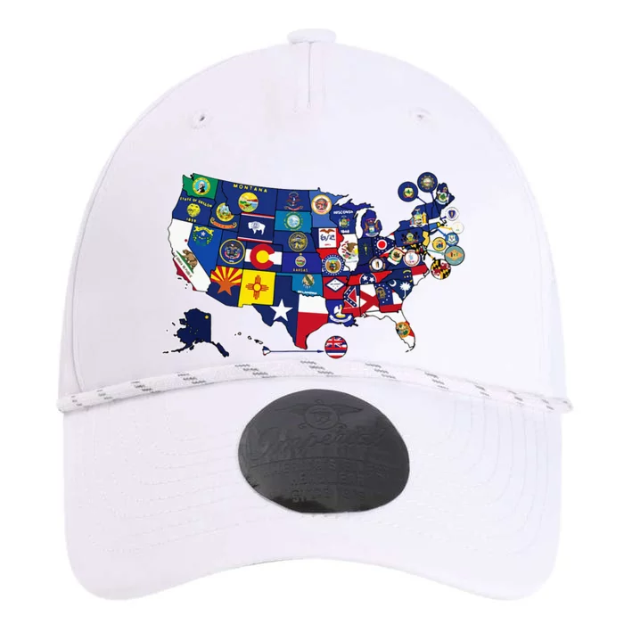 Map Of The United States With The Flag Of Every States Usa Performance The Dyno Cap