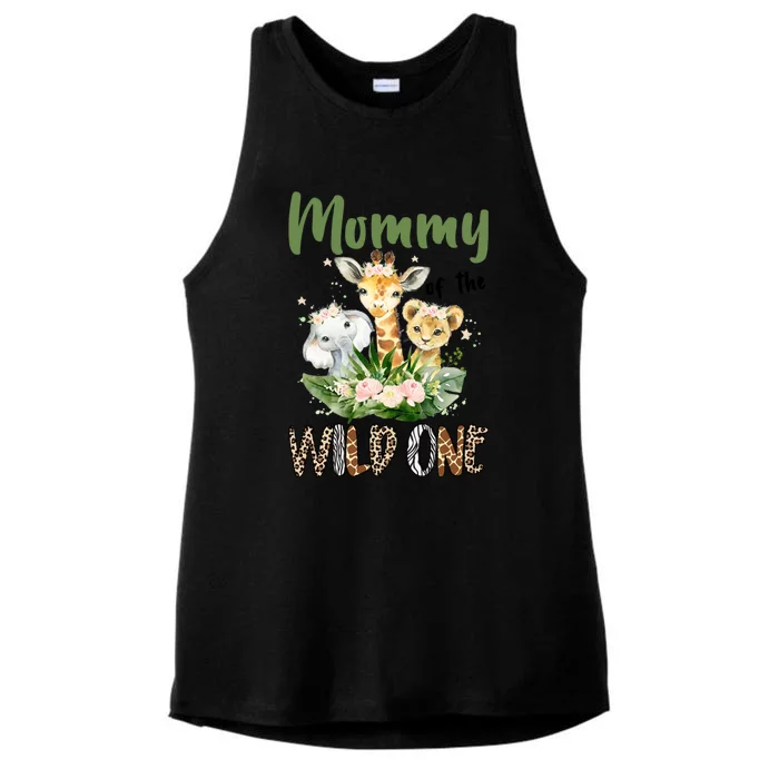 Mom Of The Wild One Zoo Theme Birthday Safari Jungle Animal Ladies Tri-Blend Wicking Tank