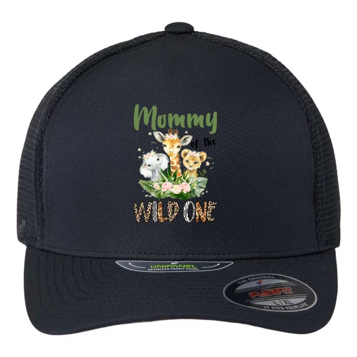 Mom Of The Wild One Zoo Theme Birthday Safari Jungle Animal Flexfit Unipanel Trucker Cap