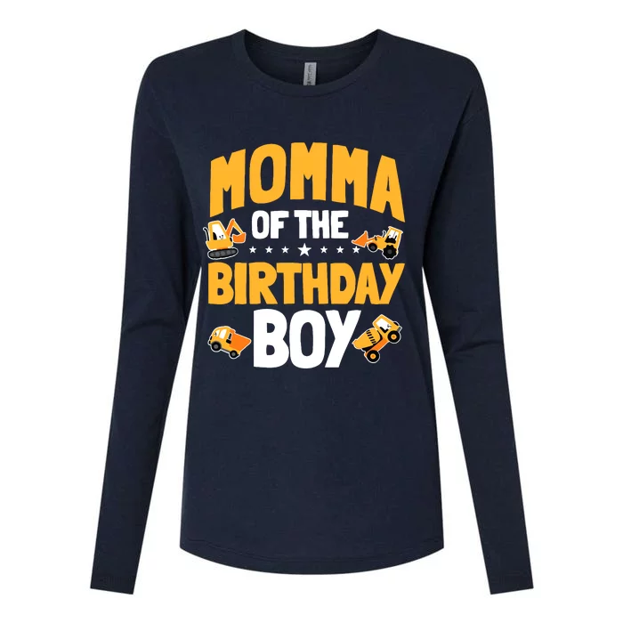 Momma Of The Birthday Boy Construction Worker Bday Party Womens Cotton Relaxed Long Sleeve T-Shirt