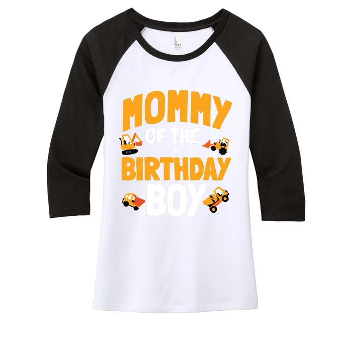 Mommy Of The Birthday Boy Construction Worker Bday Party Women's Tri-Blend 3/4-Sleeve Raglan Shirt