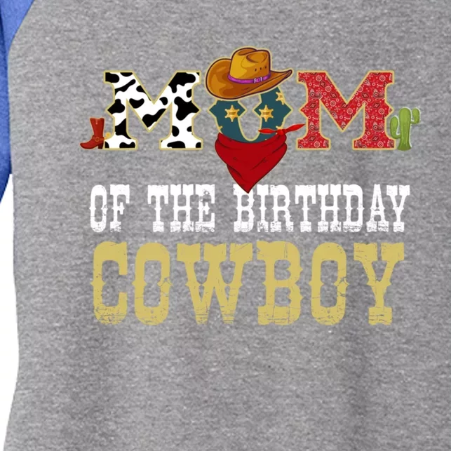 Mom Of The Birthday Cow Western Party Bday Cow Cool Gift Women's Tri-Blend 3/4-Sleeve Raglan Shirt