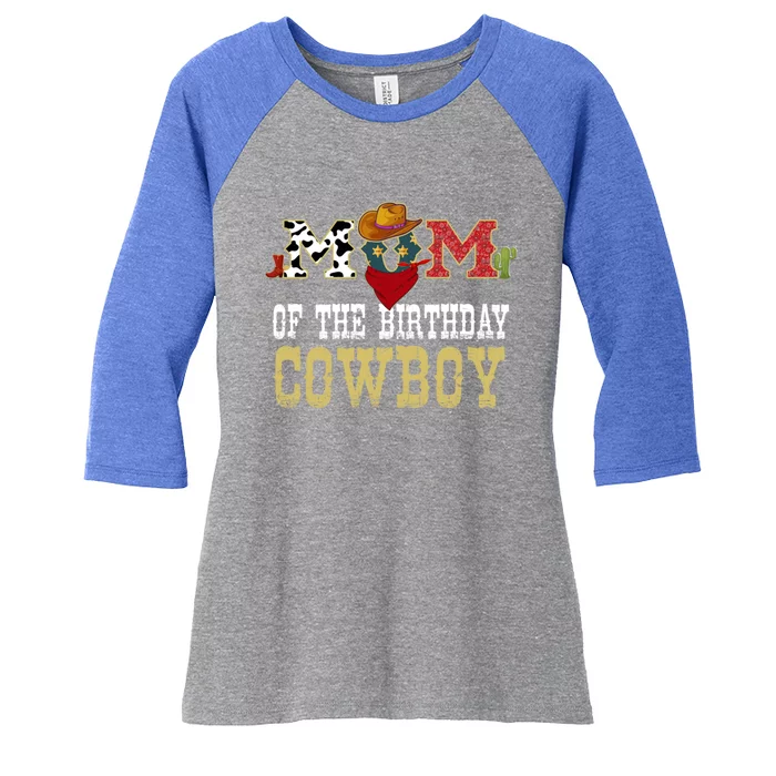 Mom Of The Birthday Cow Western Party Bday Cow Cool Gift Women's Tri-Blend 3/4-Sleeve Raglan Shirt