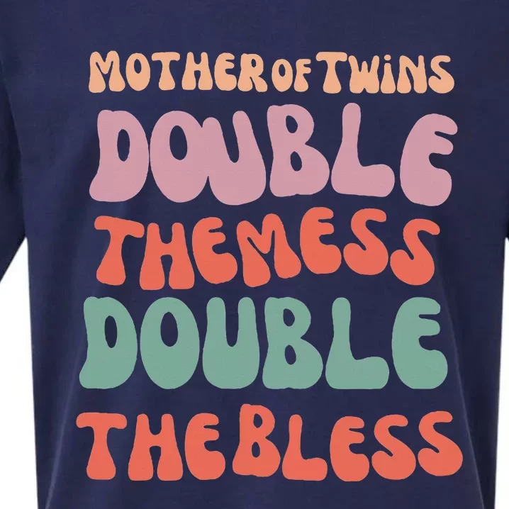 Mother Of Twins Double The Mess Double The Bless Funny Sueded Cloud Jersey T-Shirt