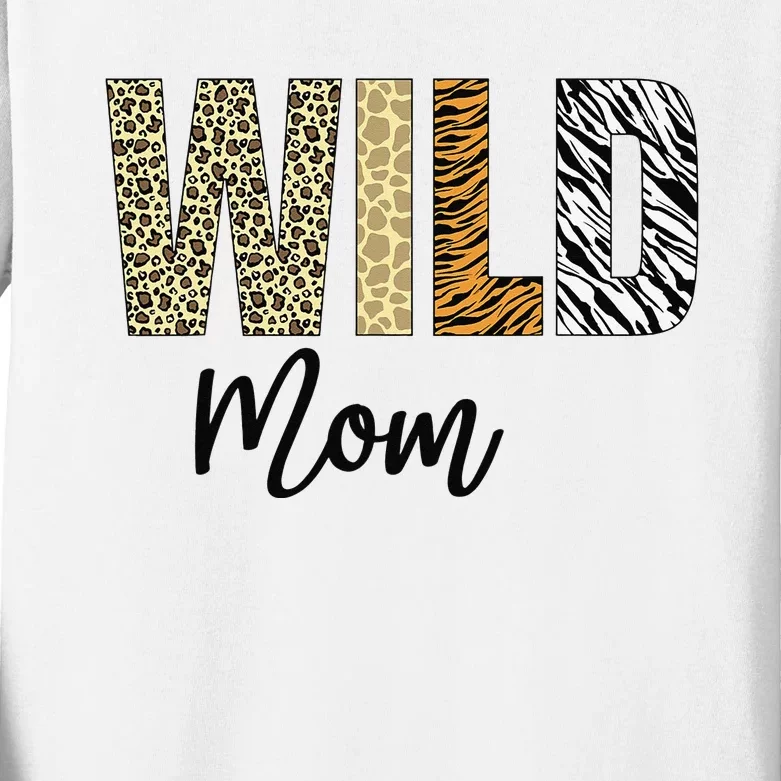 Mom of The Wild One Zoo Birthday Safari Jungle Animal Kids Long Sleeve Shirt