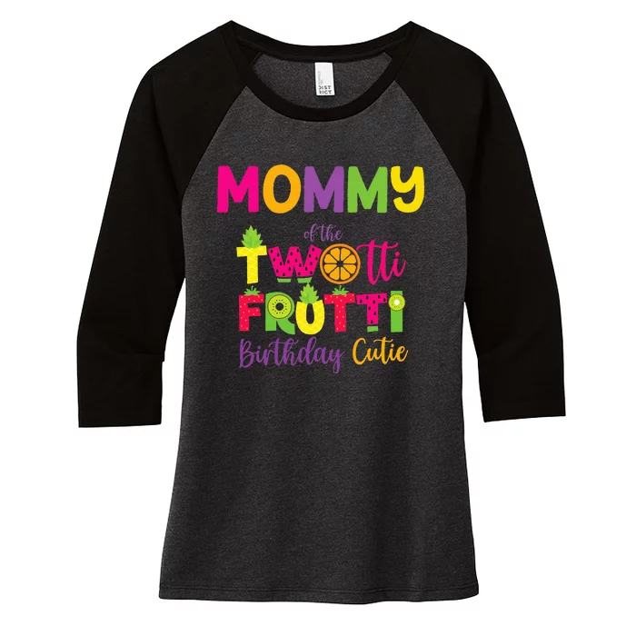 Mommy Of the Twotti Frutti Mom Birthday Party Women's Tri-Blend 3/4-Sleeve Raglan Shirt