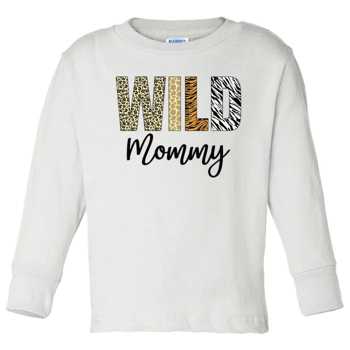 Mommy of The Wild One Zoo Birthday Safari Jungle Animal Toddler Long Sleeve Shirt