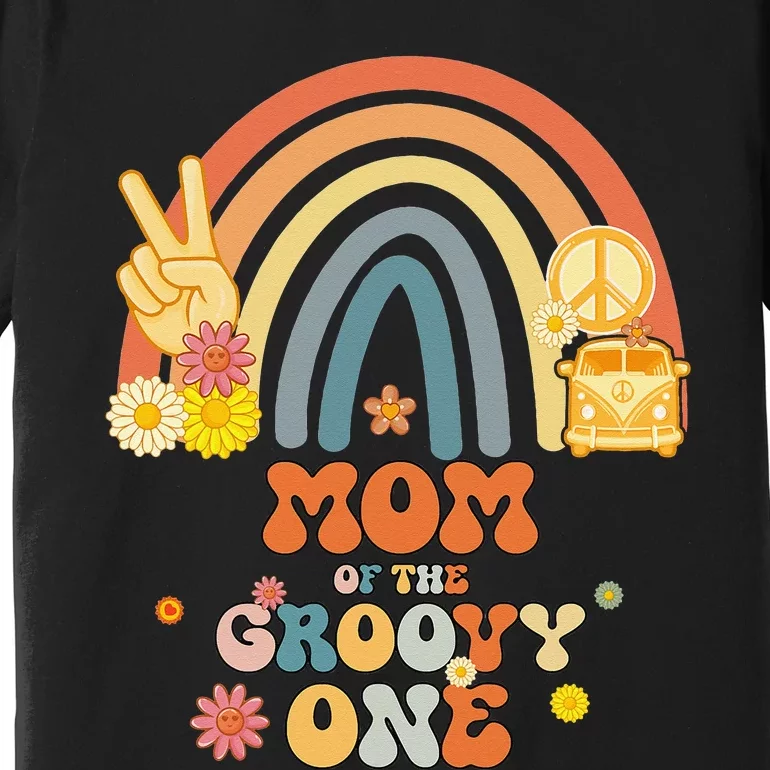 Mom of the Groovy One Rainbow Boho Birthday Party Premium T-Shirt