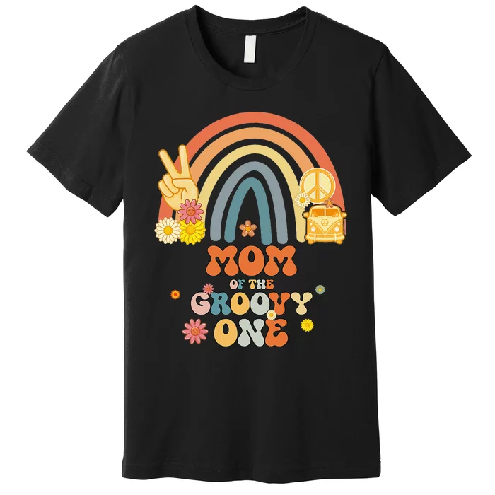 Mom of the Groovy One Rainbow Boho Birthday Party Premium T-Shirt