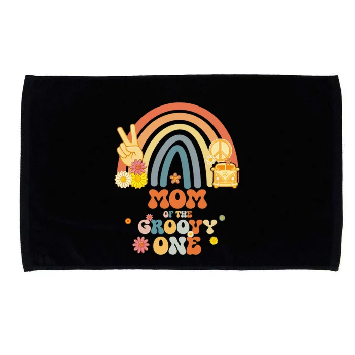 Mom of the Groovy One Rainbow Boho Birthday Party Microfiber Hand Towel