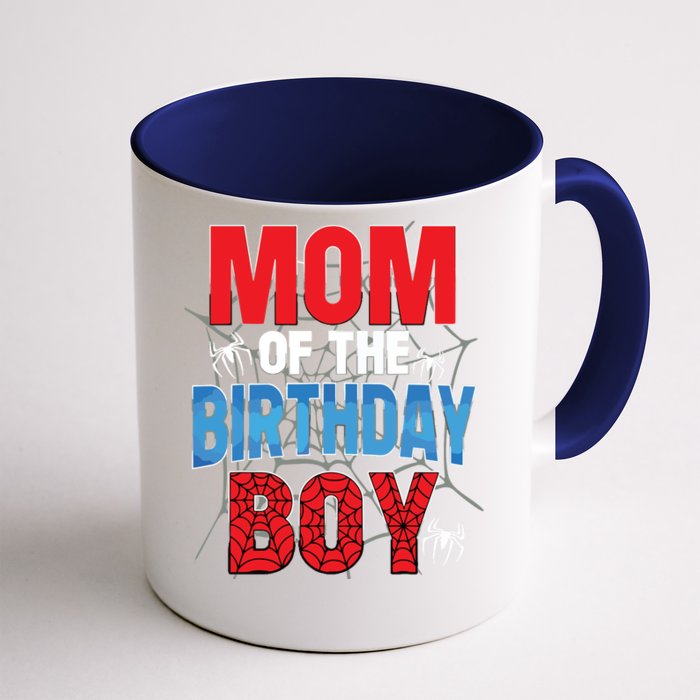 Mom Of The Birthday Boy Matching Family Spider Web Front & Back Coffee Mug