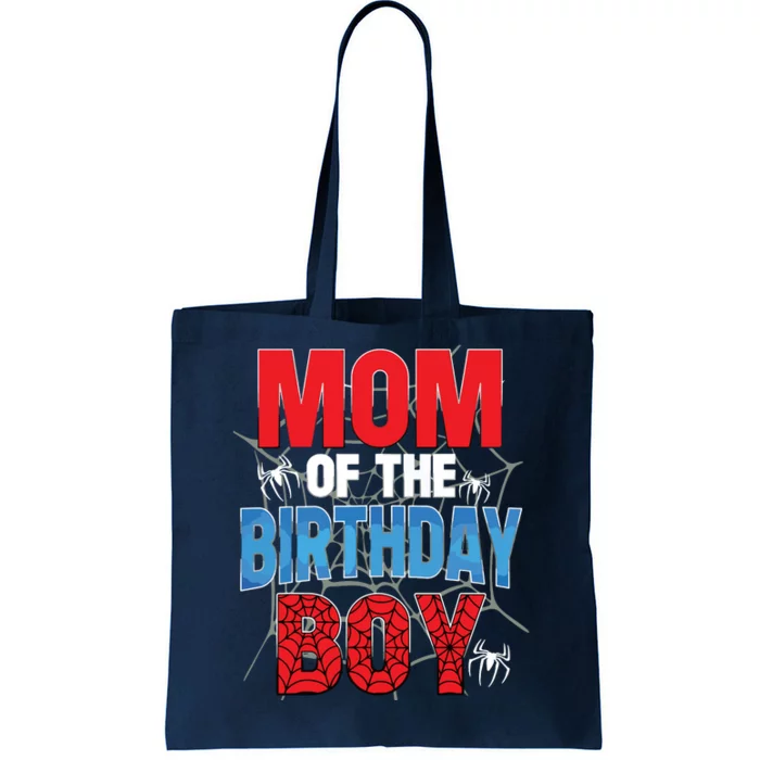 Mom Of The Birthday Boy Matching Family Spider Web Tote Bag