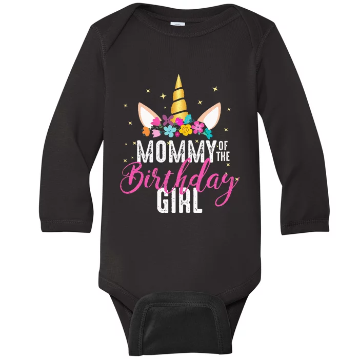 Mommy Of The Birthday Girl Mother Gift Unicorn Birthday Baby Long Sleeve Bodysuit