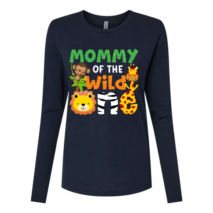 Mommy Of The Wild One Zoo Theme Bday Safari Jungle Animals Womens Cotton Relaxed Long Sleeve T-Shirt