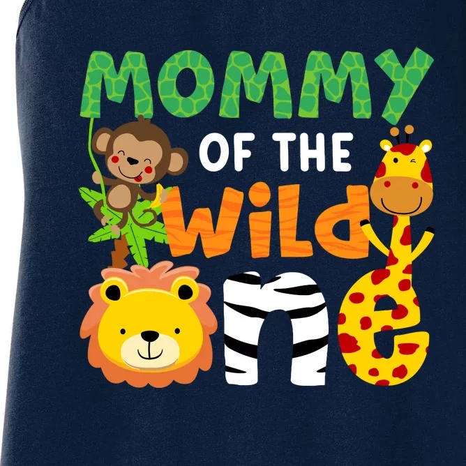 Mommy Of The Wild One Zoo Theme Bday Safari Jungle Animals Women's Racerback Tank